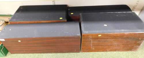 A pair of KEF speakers, and a pair of unidentified teak cased speakers. (4)