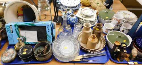 Miniature whiskies, including Aberlour 10 years, Glenfiddich, and Black Bush, Meccano parts, Johnson Brothers ironstone Brookside dinner plates and serving tureen, twelve Royal Doulton plates with certificates, a Sony cassette recorder, model TCM-939, box
