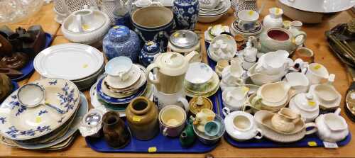 Ceramics, to include novelty egg holders, blue and white ginger jars, a Black & White Scotch...