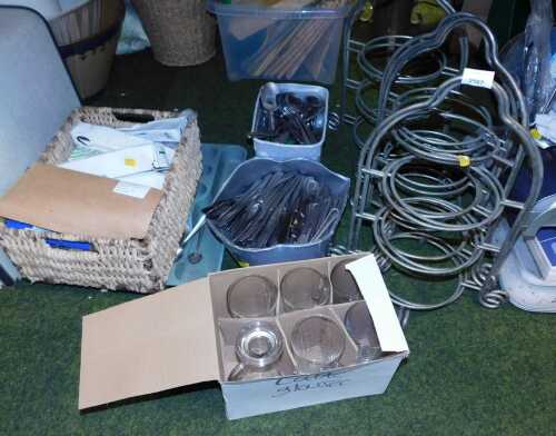 Catering flatware and equipment, to include Eutopia bead dessert forks, knives, spoons, etc.,...