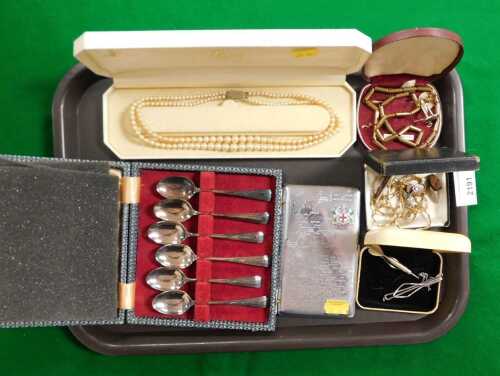 Costume jewellery, to include cuff links, tie pins, one in the form of a dart, sleeve garters, a...