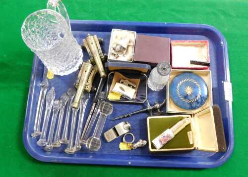 Glass and collectibles, to include a spigot, a Danish style bark crystal tankard, crystal knife...