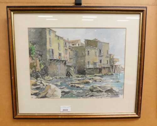 Continental School (20thC). Coastal village in the Cinque Terre, watercolour, signed...