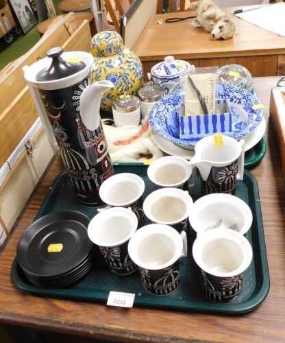 A Portmeirion pottery Magic City part coffee service, together with a ginger jar, a Copeland...