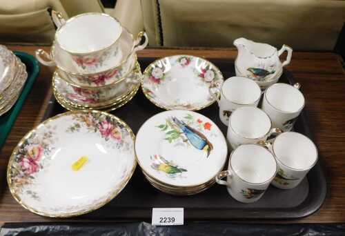 Part teawares, to include Royal Albert porcelain Autumn Roses pattern cereal bowls, saucers and...