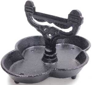 A 19thC black painted cast iron doorstop, modelled in the form of a hoho bird, above Rococo... - 5