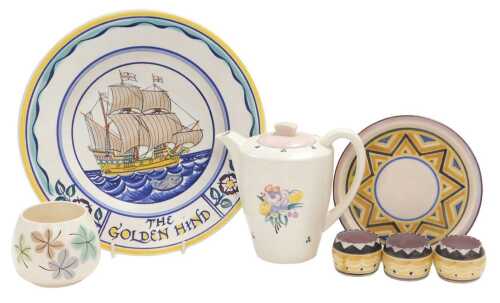 A group of Poole pottery, including a Carter Stabler Adams egg cruet, a Poole pottery dish,...