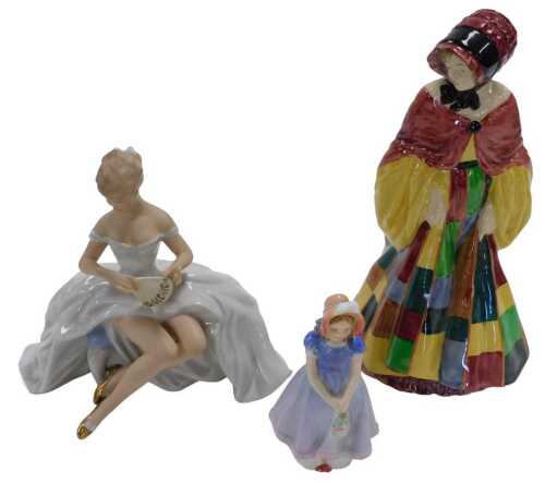 A Royal Doulton figure modelled as The Parson's Daughter, HN564, further figure, HN1768, and a...