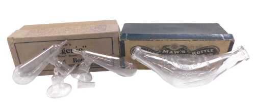 An early 20thC S Moor and Sons Limited The Eugenic glass baby's feeding bottle, boxed, 19.5cm...