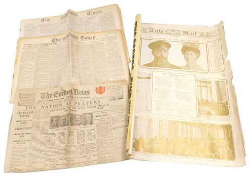 Two copies of The Times newspaper, Tuesday July 7 1891 and July 7 1932, The London Evening News,...