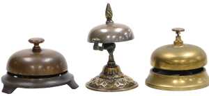 An American brass and cast iron hotel desk bell, stamped to reverse for Russell and Erwin New...
