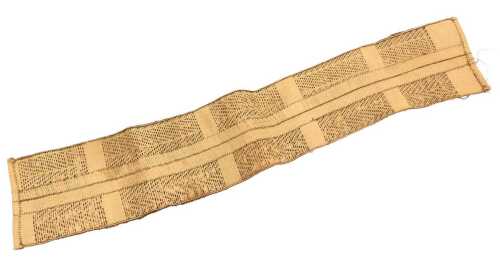 A 19thC Kuba Shoowa Raffia currency cloth, from the Democratic Republic of Congo, 61cm wide.