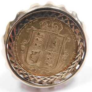 A Queen Victoria Jubilee head half sovereign, 1891, in a 9ct gold ring mount, size O&frac12;, 9.0g. - 2