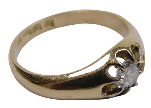 An 18ct gold and diamond solitaire gypsy ring, size N&frac12;, 4.3g.