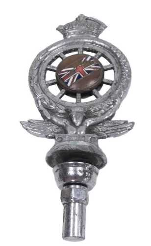 A 1920/30's Royal Automobile Club nickel and enamel car radiator mascot, 17.5cm high. (AF)