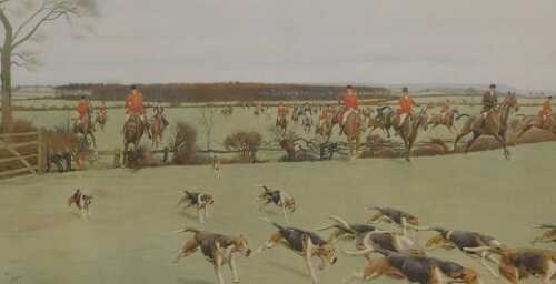 Cecil Aldin (British 1870-1935). The Cheshire Hunt - Away From Bath Wood, signed print, 38.5cm x...