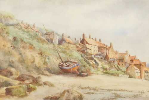 English School (late 19th/early 20thC). Runswick Bay, Yorkshire, watercolour, 22.5cm x 32cm.