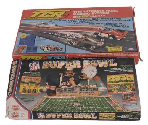 A TCR Ultimate Road Racing System, boxed, together with an NFL Super Bowl game, from Peter Pan...