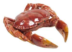A Palissy red glazed majolica box and cover, modelled in the form of a crab, 19cm wide.
