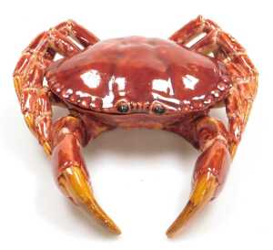 A Palissy red glazed majolica box and cover, modelled in the form of a crab, 19cm wide. - 2