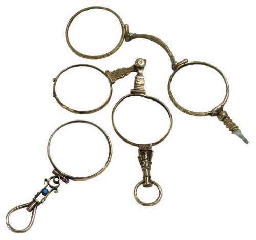 Two pairs of late 20thC gold plated lorgnettes, together with a gold plated and turquoise set...