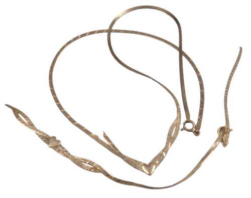 A lady's 9ct gold necklace, terminating in a heart, raised on a bolt ring clasp, and a matching...