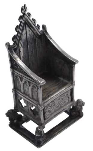 An Edward VII silver model of St Edward's Coronation chair, Chester 1901, 0.79oz.
