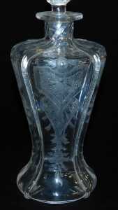 A late 19th/early 20thC Continental engraved glass decanter and stopper, 27cm high, a decanter... - 2