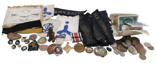 Militaria and collectables, including early 20thC naval cap bands, a Special Constabulary...