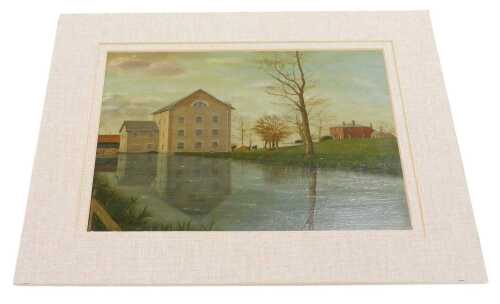 English School (19thC). Sandy Watermill, with a dwelling and autumn trees, oil on board, 19cm x...