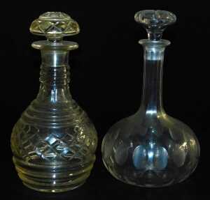 Five 19thC and later decanters and stoppers, and a cut glass table lamp, lacking fittings, 38cm... - 4