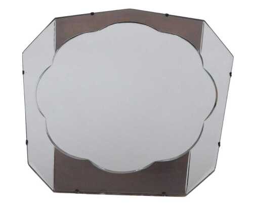 An Art Deco grey and clear glass wall mirror, of octagonal form, 61cm x 61cm.