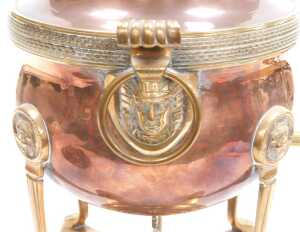 A Regency copper and brass samovar, the domed lid decorated with a dolphin flanked by scrolling... - 3