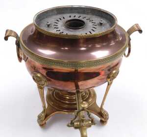 A Regency copper and brass samovar, the domed lid decorated with a dolphin flanked by scrolling... - 4
