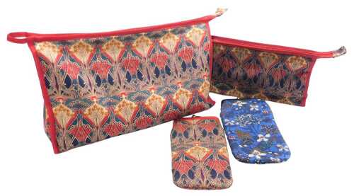 A Liberty wash bag and make up bag, in a William Morris print, together with a glasses case, and...