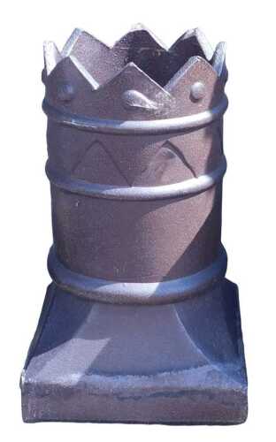 A Victorian brown terracotta chimney pot, of crenellated form, 54cm high.