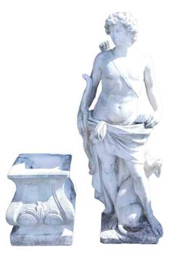 A reconstituted stone figure of Apollo, holding a bow with a quiver or arrows slung across his...
