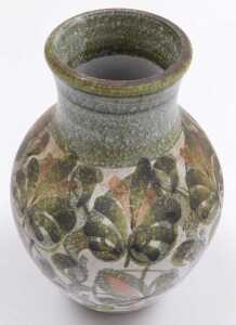 A Denby studio stoneware vase, decorated with leaves, etc., indistinctly signed by Glyn Colledge,... - 2