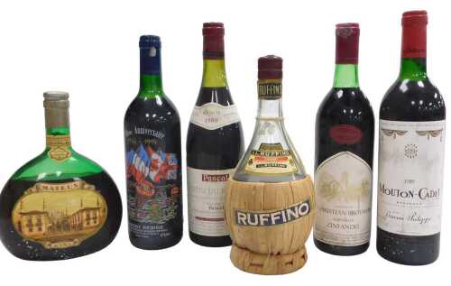 Various bottles of red wine, to include Pascal Cotes du Rhone 1980, Christian Brothers Napa...