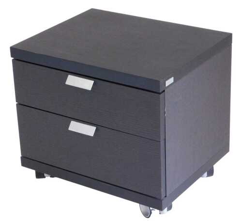 A H&uuml;lsta black ash two drawer filing cabinet, raised on double wheel castors, 46cm high, 50cm...