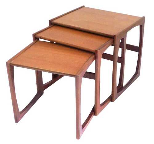 A G-Plan nest of teak occasional tables, the largest table 49cm high, 53cm wide, 43cm deep.