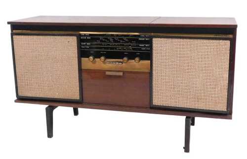 A mid century Fergusson mahogany cased radiogram, model 3044, 72cm high, 130cm wide, 39.5cm deep.