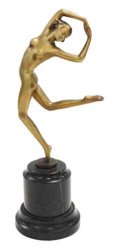Josef Lorenzl (Austrian 1892-1950). A cold painted bronze figure of a nude dancer, modelled...