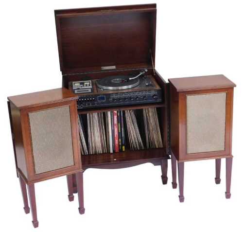 A High-Fidelity mahogany cased music centre, with an FG Servo motor belt drive automatic...