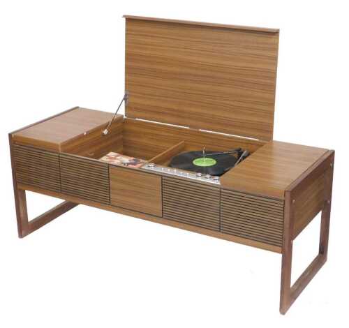 A Marconiphone radiogram, model number 4353, 52cm high, 135.5cm wide, 50cm deep. WARNING! This...