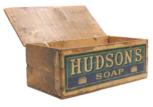 A Hudson's Soap box, with branding to the lid and to the front, 40cm wide.