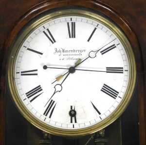 A late 19thC mahogany and ebonised cased annual wind Vienna wall clock, by Joh. Umenberger of St.... - 2