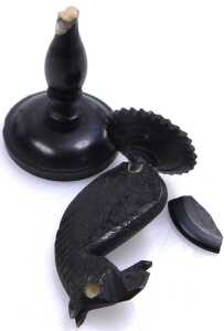 A 19thC German bone chess set, of Selenus form, incomplete, king 11cm high. (AF) - 3