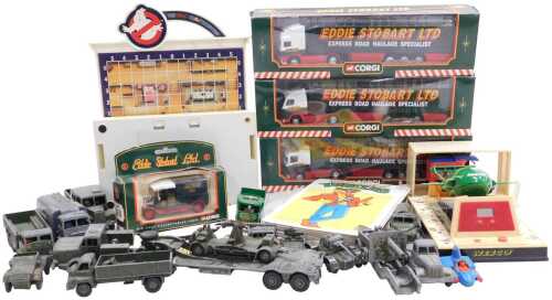 A collection of diecast and other toys, to include Corgi Eddie Stobart boxed articulated lorries...