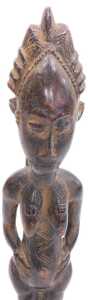 An African tribal Baule fertility figure, on a later hardwood stand, 29cm high overall. - 3